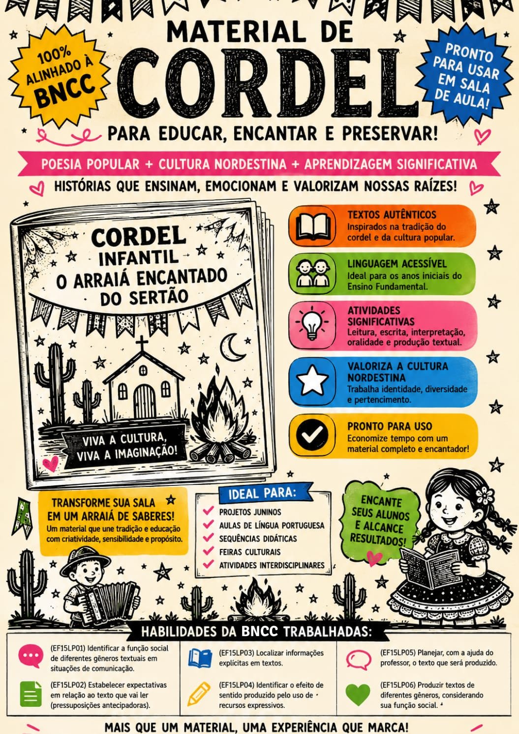 Atividade Pedagógica: KIT CORDEL INFANTIL COMPLETO – Pronto para imprimir e encantar sua turma!